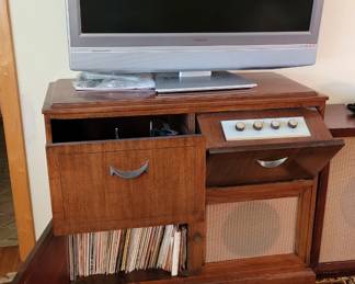 vintage Knight radio/record player ~ Toshiba 37" TV