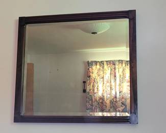 Victorian walnut beveled mirror