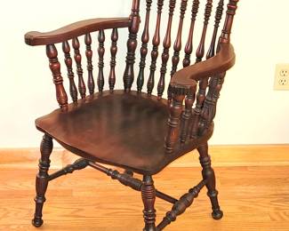 Mahogany armchair w/carved dolphins