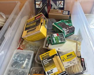 assorted nuts, bolts, nails, etc 