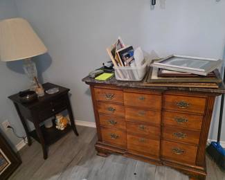 Furniture and artwork.