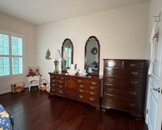 Drexel Heritage Mahogany Chippendale Triple anf Tall Dresser