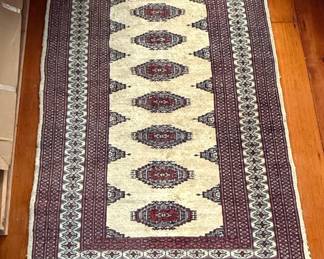 Bukhara Style Hand-Knotted Wool Rug