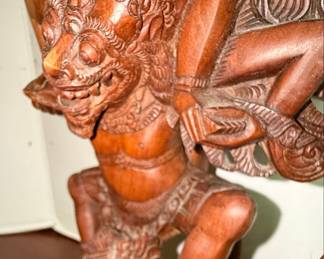 Balinese Style Vishnu Riding Garuda Wood Sculpture