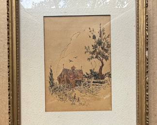 William Niblock Style Farmstead Drawing