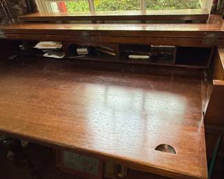 Victorian Style Drop Leaf Writing Desk and Spindle Chair Set