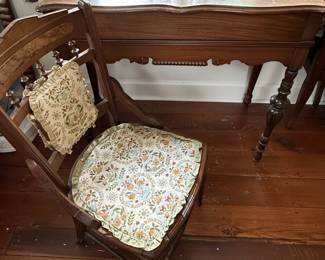 Victorian Style Drop Leaf Writing Desk and Spindle Chair Set