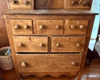 19th Century English Pine Chest of Drawers with Hutch