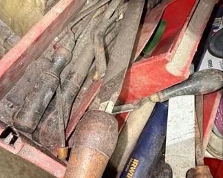 Assorted Vintage Hand Tools and The Hirsh Company Frame Clamp