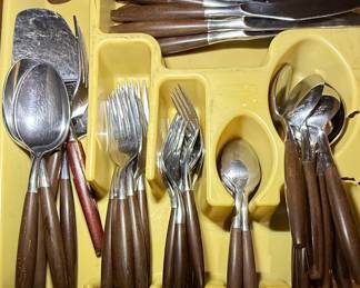 Hearthside Stainless Steel Flatware with Faux Wood Handles