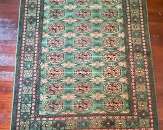 Bukhara Style Green Wool Rug