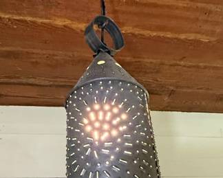 Irvins Country Tinware Style Punched Tin Pendant Light