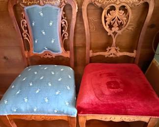 Victorian Style Marquetry Side Chairs