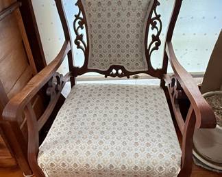 Victorian Style Carved Mahogany Armchair