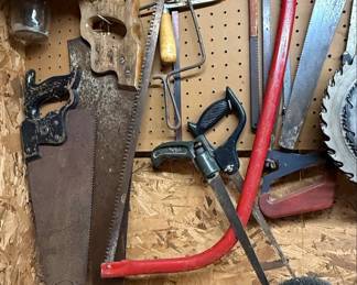 Assorted Vintage Hand Tools and The Hirsh Company Frame Clamp