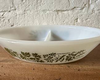 Glasbake "Herb Garden" Style Divided Casserole Dish