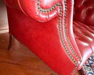 Chesterfield Style Wingback Chair and Ottoman