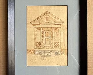 Matthew Davis Pen and Ink Drawing of Griffitts House Portico