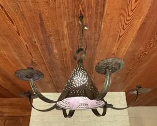Primitive Style Punched Tin Chandelier