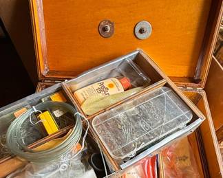 Vintage Wood Fishing Tackle Box