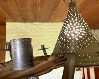 Primitive Style Punched Tin Chandelier