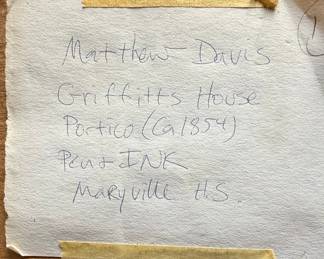 Matthew Davis Pen and Ink Drawing of Griffitts House Portico