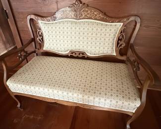 Victorian Style Carved Settee
