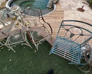 vintage wrought iron patio chairs with scrolled designs