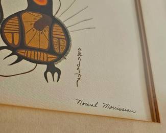 Framed "Serenity" by renowned Ojibwe artist Norval Morrisseau (1932-2007), hand-signed.