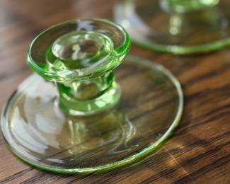 Uranium glass candle holders