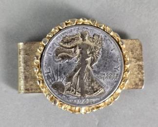 Lot # : 5 - 1943 Walking Liberty silver half dollar coin money clip