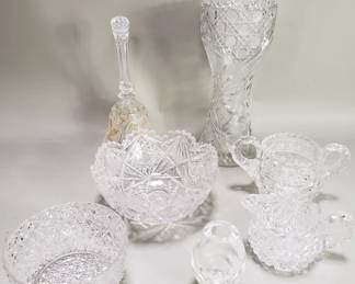 Lot # : 301 - Group of crystal bowls, bell, vase, etc
