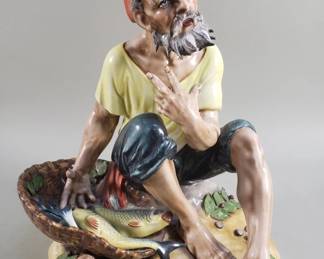 073 Lot 387 Vintage Dresden porcelain fisherman figurine