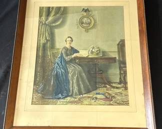 Lot # : 332h - Framed vintage Mafalda Lady in Blue print