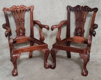 Lot # : 388 - Pair of chippendale-style mahogany child's arm chairs