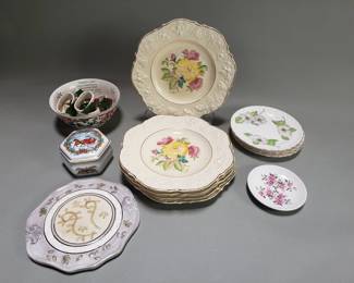 Lot # : 337 - Porcelain plates, saucers, bowl & music box