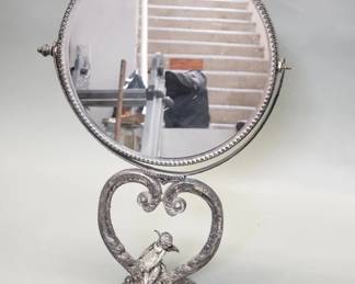 Lot # : 369 - Vintage silver plate figural dual sided table mirror