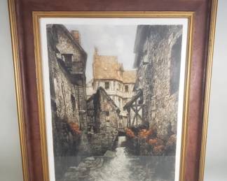 130 Lot 550u Vintage Camille Foncesigned handcolored etching
