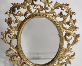 Lot # : 372h - Vintage signed brass ornate tabletop mirror
