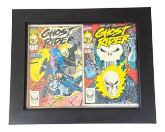 199 Lot 305h Framed pair of Ghost Rider comic books