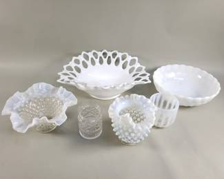 Lot # : 348 - Group of vintage glass, milk glass, crystal bowls, etc