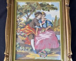 Lot # : 330h - Framed needlepoint tapestry