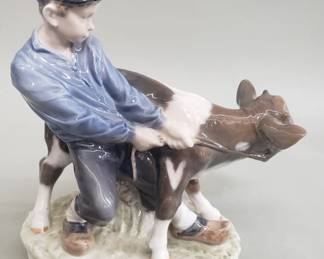 Lot # : 109 - Royal Copenhagen "Boy with cow" porcelain figurine