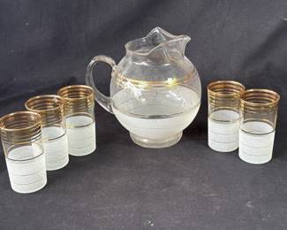 Lot # : 329h - Mid-century Modern pitcher & glasses