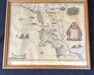 Lot # : 331h - Framed "Nova Belgica et Anglia Nova" print map