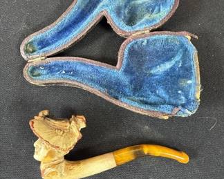 Lot # : 393h - Antique hand carved meerschaum tobacco pipe