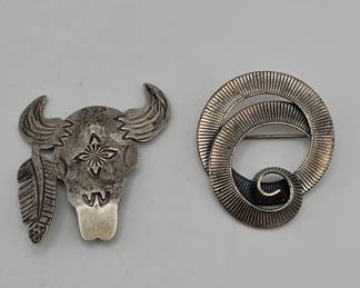 Lot # : 27h - Two vintage sterling silver brooches, JewelArt and Southwestern-style JewelArt brooch
