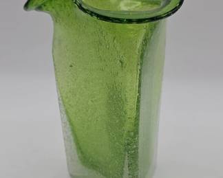 144 Lot 354h MCM green controlledbubble art glass vase