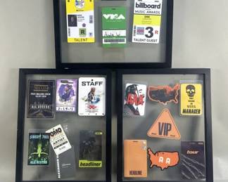 071 Lot 644 Group of framed back stage VIP passes form