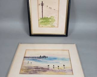 101 Lot 379 Pair of signed Michaelangelo water color paintings